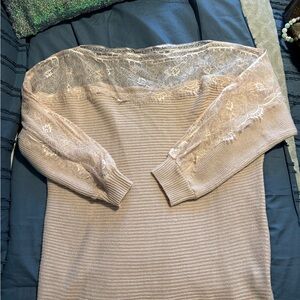 Elegant Lace Sleeve Sweater